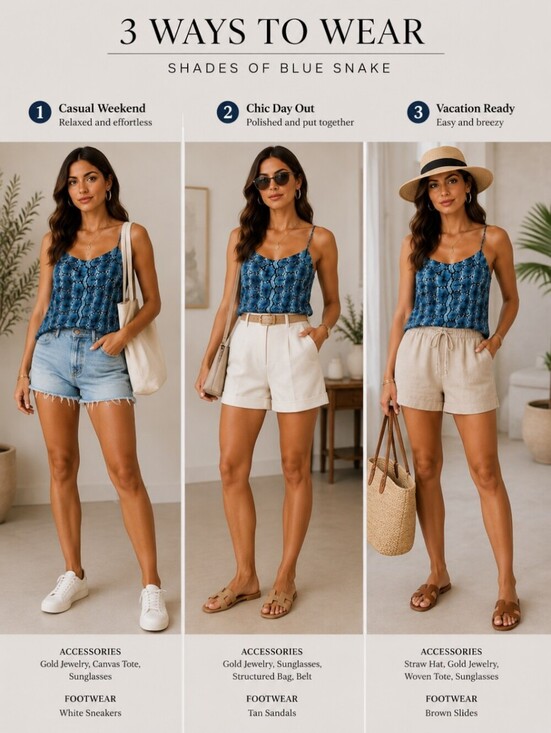 H&M Tops - H & M shades of blue snake print cami/tank size 4